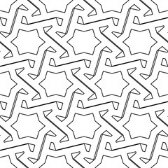 Stars, polygons ornament. Ethnic seamless pattern. Tiles motif. Geometrical backdrop. Star, polygonal shapes wallpaper. Geometric background. Embroidery digital paper. Abstract vector.