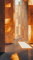 A long hallway with a lot of light shining through the windows