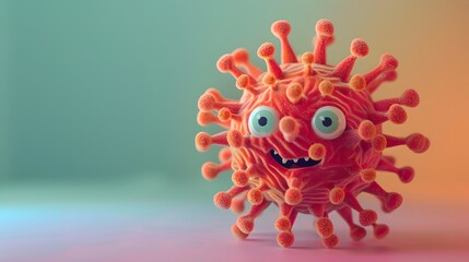 Cute Virus Character in Whimsical Modern Design and Playful