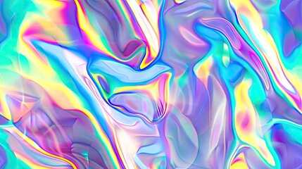 Fototapeta premium translucent curves in holographic fluid, intertwining to form a surreal symphony of color and light against a shadowy backdrop, creating a seamless pattern. SEAMLESS PATTERN