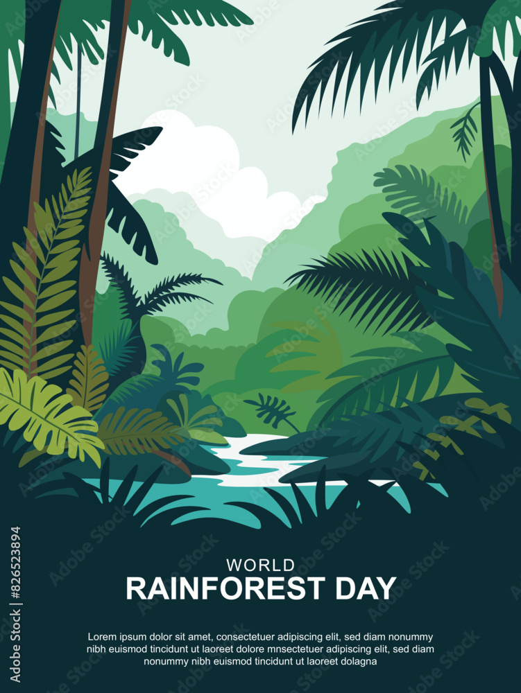 Wall mural World Rainforest Day background.