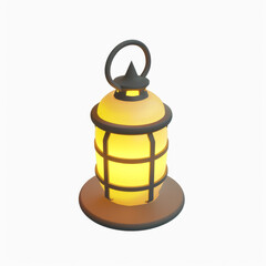 retro lantern, lamp icon in 3D style on a white background