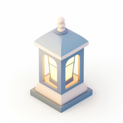 retro lantern, lamp icon in 3D style on a white background