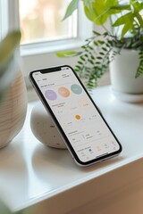 Holistic Health App Interface Mockup Featuring Mood Trackers and Meditation Guides for Wellness and Self-care