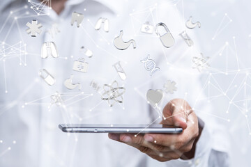  Ui icon medical in hospital with medical technology network concept