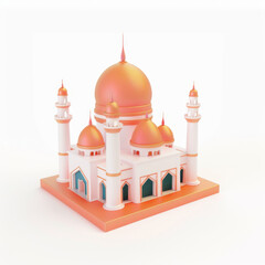 Mosque building con in 3D style on a white background
