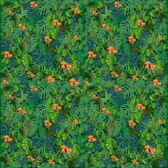 Wild leaves with mushroom 