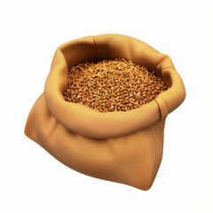 Bag of grain icon in 3D style on a white background
