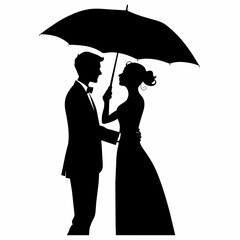 a high-resolution vector illustration of a realistically beautiful couple in black silhouette isolated on a white background