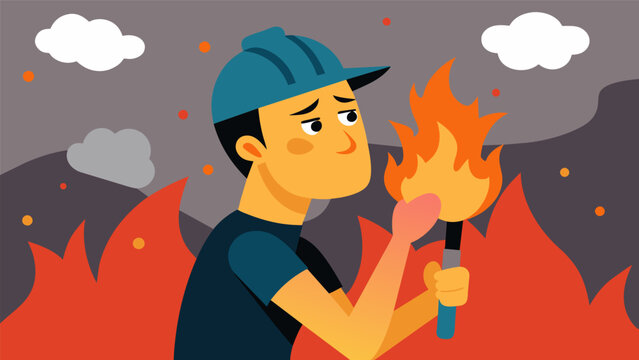 As the coal stoker paused to wipe the sweat from his brow he took a moment to appreciate the sight of the brilliant vibrant flames he helped create.. Vector illustration