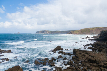 Verdicio beach view. Asturias coastline panorama, Spain
