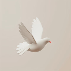 White dove icon in 3D style on a white background