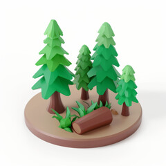 Forest  icon in 3D style on a white background
