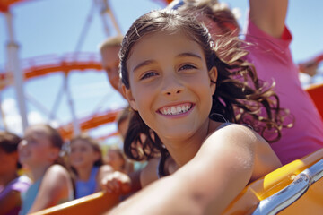 a family enjoying a sunny day at a local fair, with rides, games, and happy faces, highlighting fun outings and family bonding.