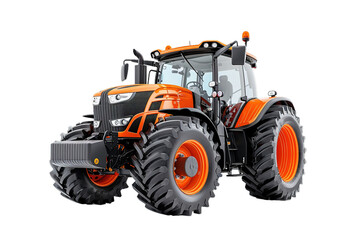 Orange tractor isolated on transparent background