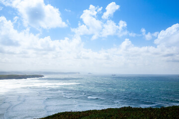 Xago beach view. Asturias coastline panorama, Spain
