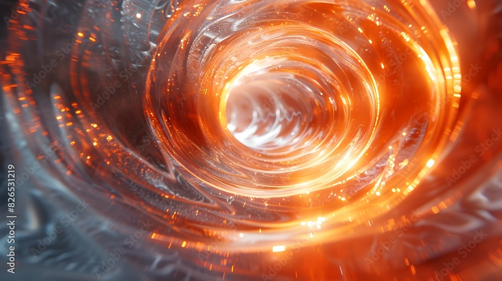 Poster captivating fluid dynamics:swirling vortex of vibrant color and light