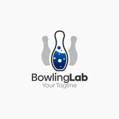 Illustration Vector Graphic Logo of Bowling Labs. Merging Concepts of a Bowling and Liquid Labs Shape. Good for business, startup, company logo