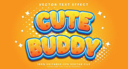 Cute Buddy editable text effect Template with happy kids themed