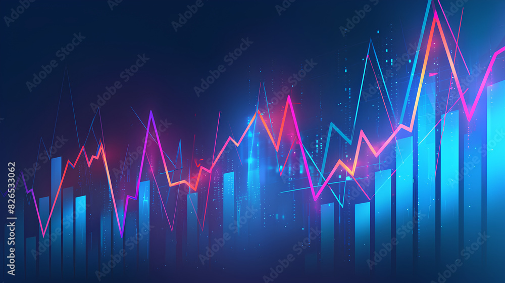 Poster trading business graph up and down on technology abstract background