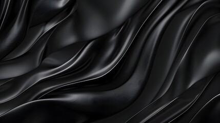 Obraz premium Black Elegant Luxurious Satin Fabric Flowing Backdrop for Premium Fashion and Design Concepts