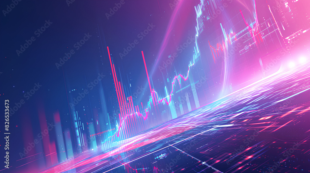 Aufkleber trading business graph up and down on technology abstract background
