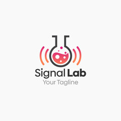 Illustration Vector Graphic Logo of Signal Labs. Merging Concepts of a Signal and Liquid Labs Shape. Good for business, startup, company logo