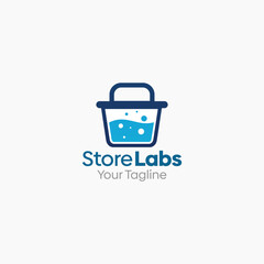 Illustration Vector Graphic Logo of Store Labs. Merging Concepts of a Store Basket and Liquid Labs Shape. Good for business, startup, company logo
