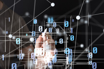 Global network. Blockchain. 3D illustration. Neural networks and artificial intelligence. Abstract