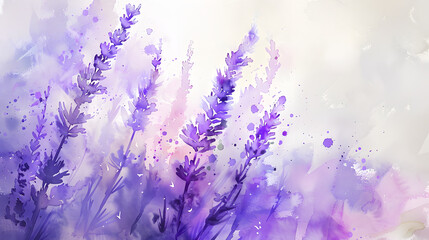 Fototapeta premium Abstract watercolor background. Delicate airy floral pattern. Light purple lavender flowers. Provence.