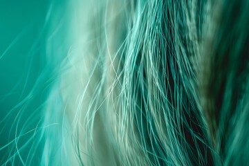 Green hair, weave, abstraction. Selective focus, shallow depth of field.
