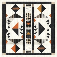 Abstract Scandinavian textile illustration with minimalist, geometric patterns,