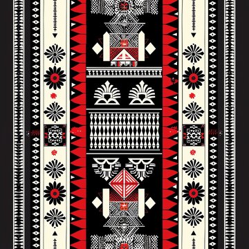 Bhutanese kira illustration with intricate woven patterns,
