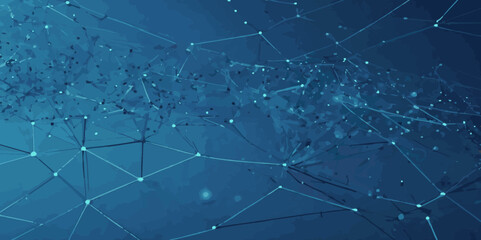 Technology concept wave big data, communation network shiny wavy and curve lines on gradient blue background.