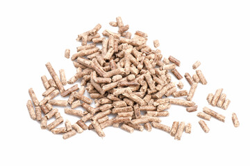 wood heating pellet isolated on white background