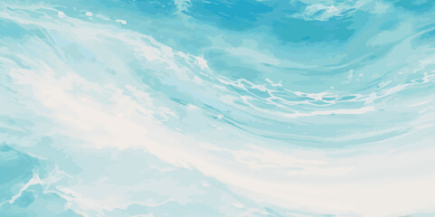 Obraz premium Watercolor surface ocean water wave, seamless blue water ocean wave background. Blue water ocean surfing wave.