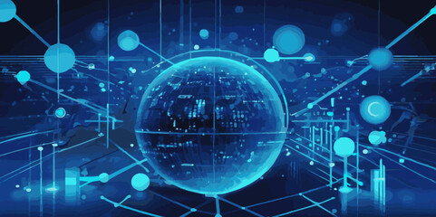 Vector wavy technology curve, shiny moving wave line background. Social network, business big data connection technology concept. Data technology future illustration.