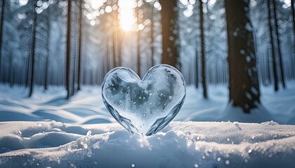 Ice Heart in the snowy forest. For the love of nature. Love of Winter. Love of the Snow.