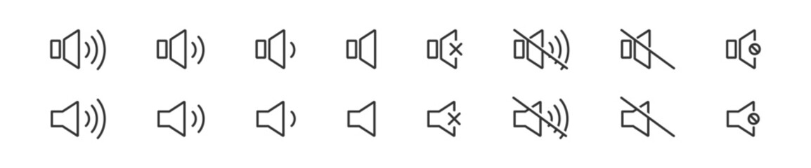 Minimalist Audio & Video Control Icons Set - Line Art Style
