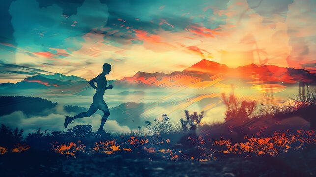 A runner is running up a hill