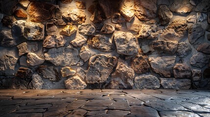 Warm Rustic Stone Wall Backdrop for Vintage and Handmade Product Presentation