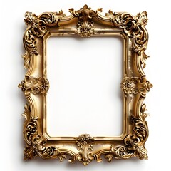 Ornate Victorian Frame with Intricate Floral Designs and Golden Finish for Classic Portrait Displays