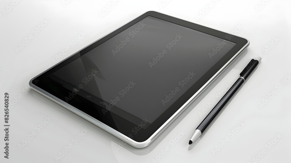 Aufkleber high 3d rendering of a smart tablet with stylus on white background