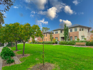 Suburban residential building in Sydney NSW at sunset Melbourne Victoria Australian Suburbia