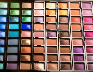 eyeshadow palette - makeup kit with many different eye shadows
