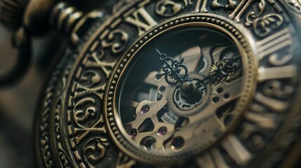 Obraz premium Intricate Clockwork Mechanism of a Vintage Timepiece