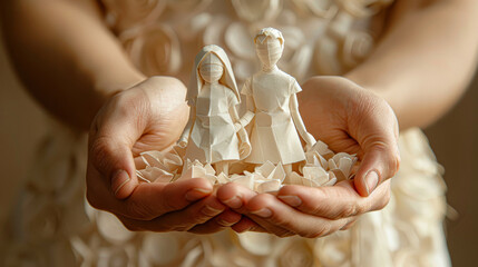 Paper Figures Symbolizing Strong Bonds in Protective Hands