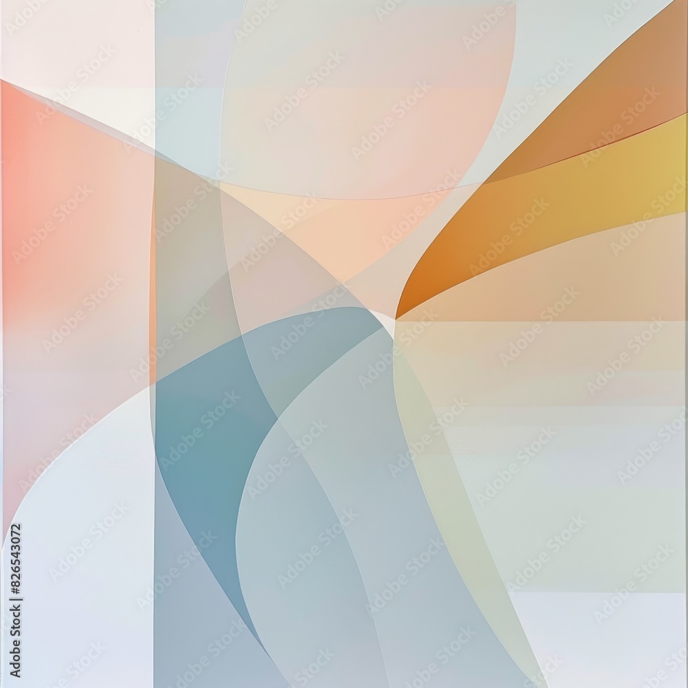 Poster a minimalist abstract of intersecting lines and shapes in soft pastel colors