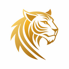 a minimalist golden tiger font face view logo vector art illustration   icon logo