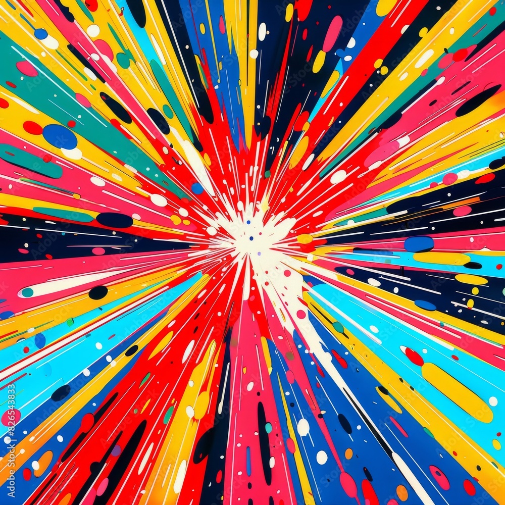 Poster abstract colorful background with bright rays.